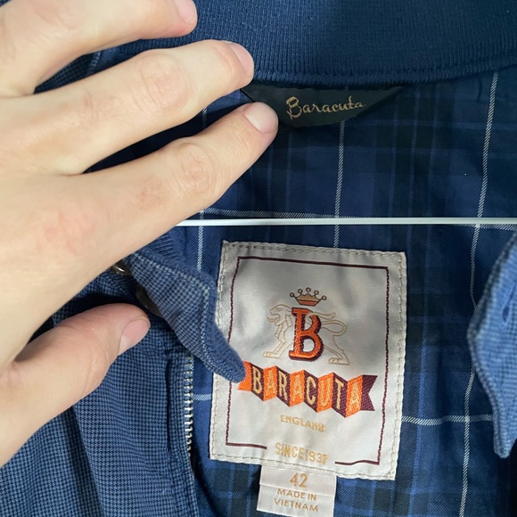 Barracuta G9 Harrington Jacket Size 42 M/L Blue Houndstooth - Picture 3 of 9